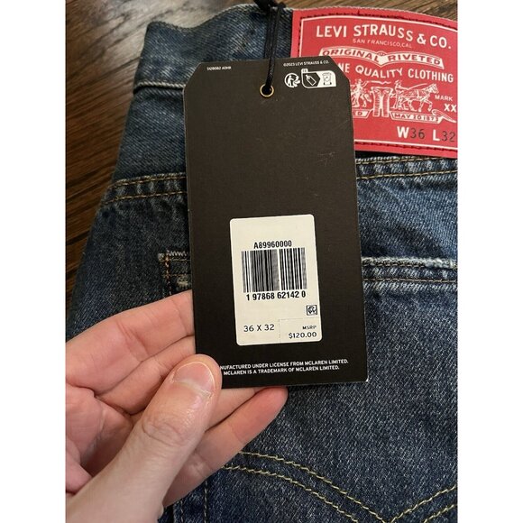 NWT Levi's x McLaren Racing 501 Jeans Mens Size 36x32 Vintage Dark Blue - Picture 3 of 9